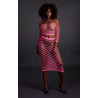 Ouch! Glow Bustier et Robe Filet Épaules dénudées Rose Fluo